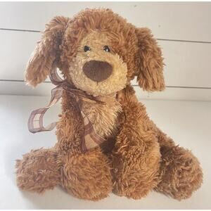 Gund Booker Puppy Plush Brown Floppy Dog with Bow